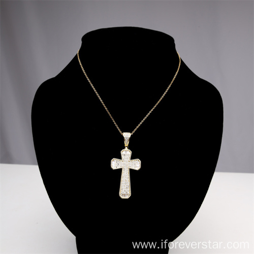 copper zircon 925 silver cross charm pendant